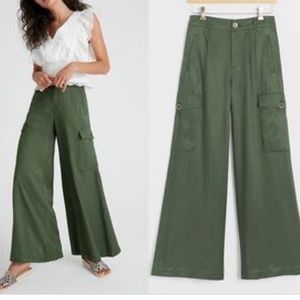 Anthropologie Maeve Olive Green Wide Leg Pants Size 00p
